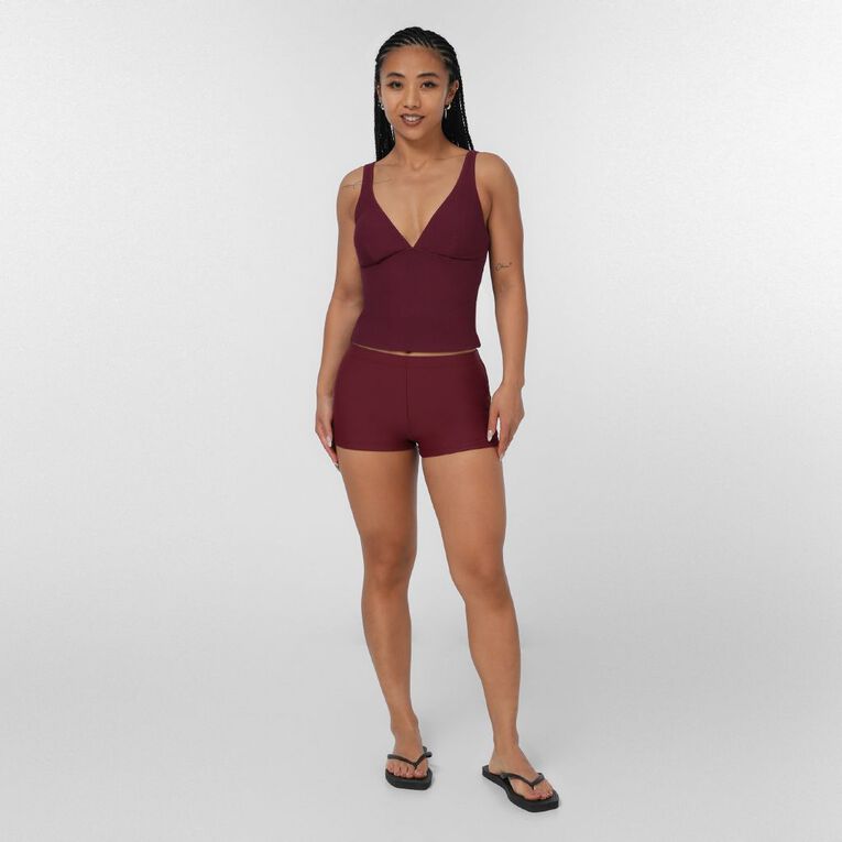 H&H Women's Boyleg Bikini Pants, Red Dark, hi-res