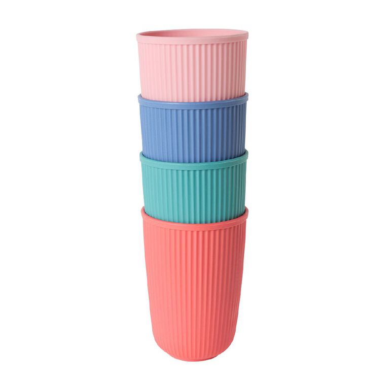 Living & Co Tropical Picnic Cups Multi-Coloured 4 Pack, , hi-res