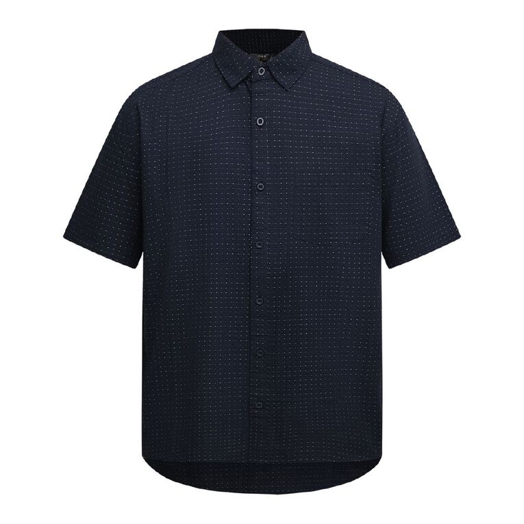 H&H Men's Short Sleeve Dobby Shirt, Navy, hi-res