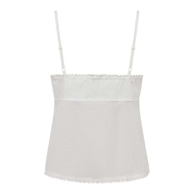H&H Women's Cotton Babydoll Cami, White, hi-res