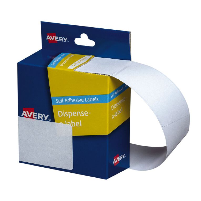 Avery White Rectangle Dispenser Stickers 89x43mm 100 Labels Handwritable, , hi-res