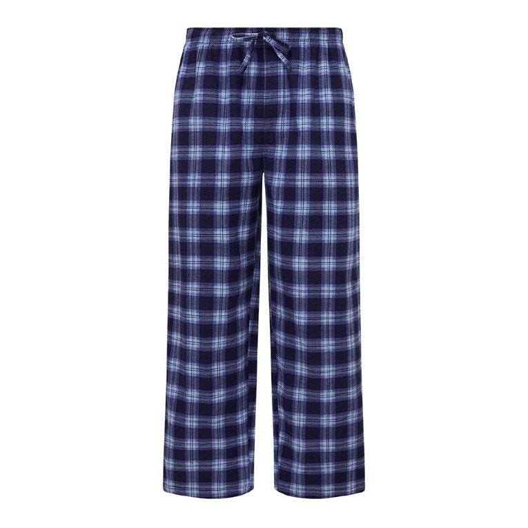 H&H Men's Flanelette Pyjama Pants, Blue Dark, hi-res