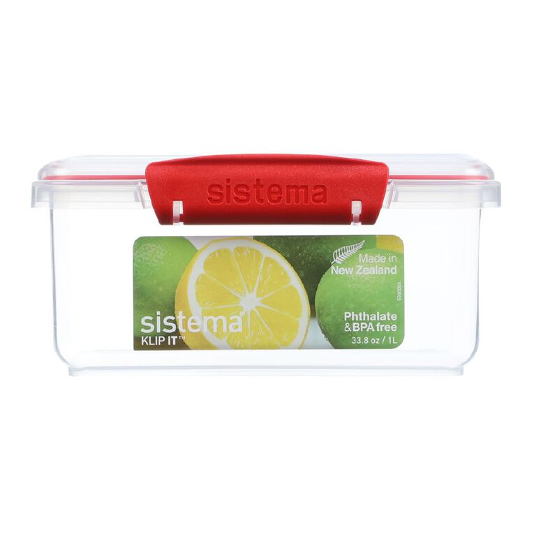 Sistema Klip It Red Rectangular Box Clear 1L Clear 1L, , hi-res