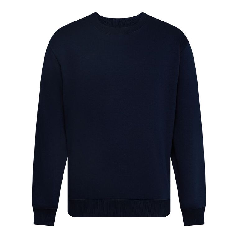 H&H Men's Plain Crew Sweatshirt, Navy, hi-res