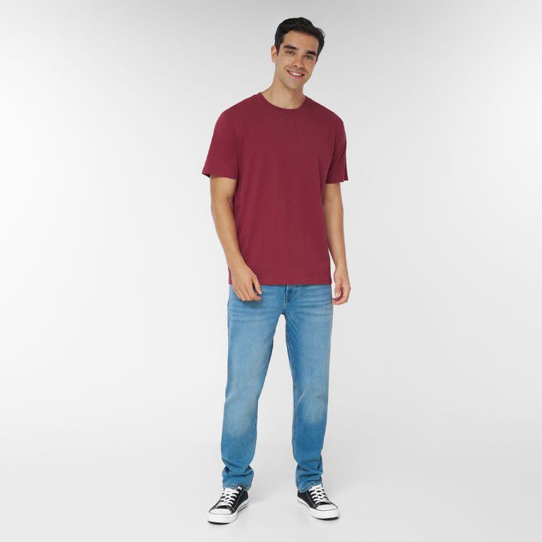 H&H Men's Regular Fit Plain Tee, Red Dark Tibetan, hi-res