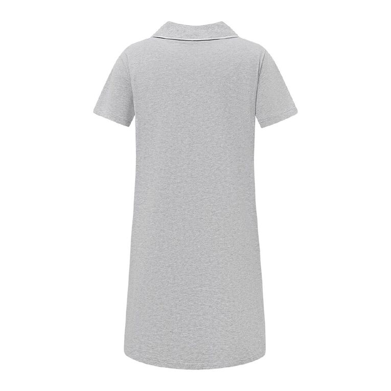 H&H Women's Knit Button Front Nightie, Grey Mid, hi-res