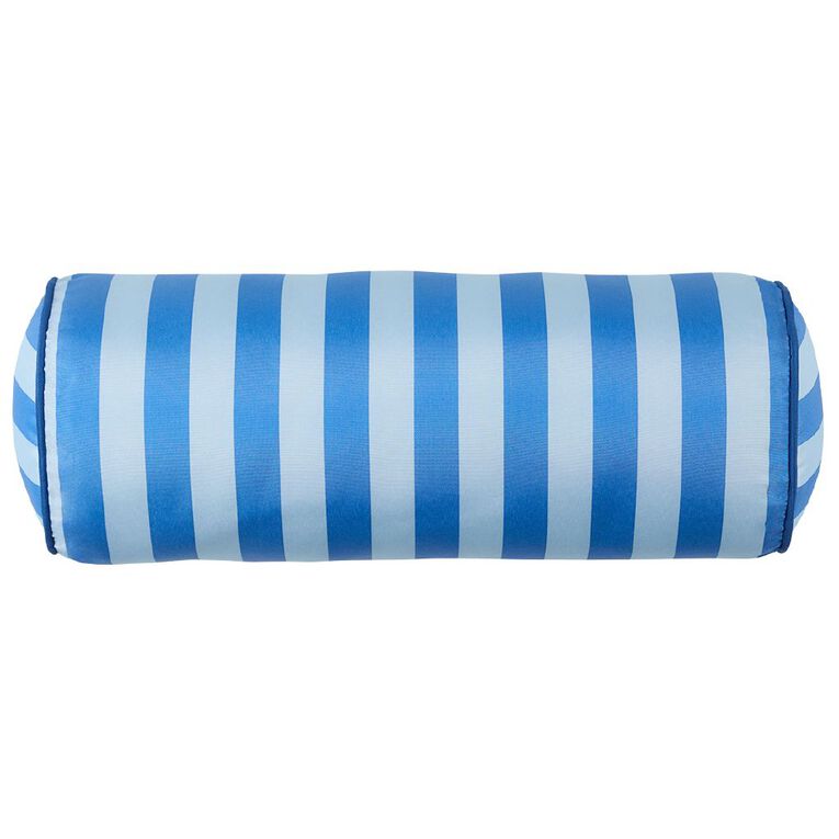 Living & Co Outdoor Bolster Cushion Stripes 18 x 45cm Blue, , hi-res