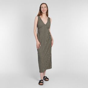 H&H Women's Sleeveless V-Neck Seersucker Slip Midi