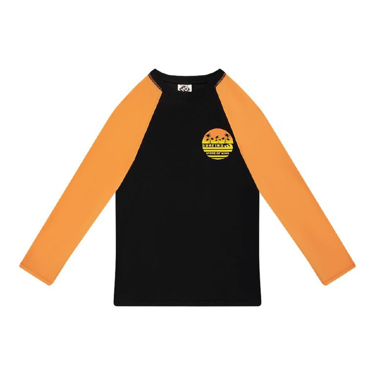 Young Original Long Sleeve Rash Vest, Black, hi-res