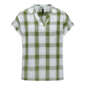 H&H Women's Short Roll Sleeve Linen Blend Blouse
