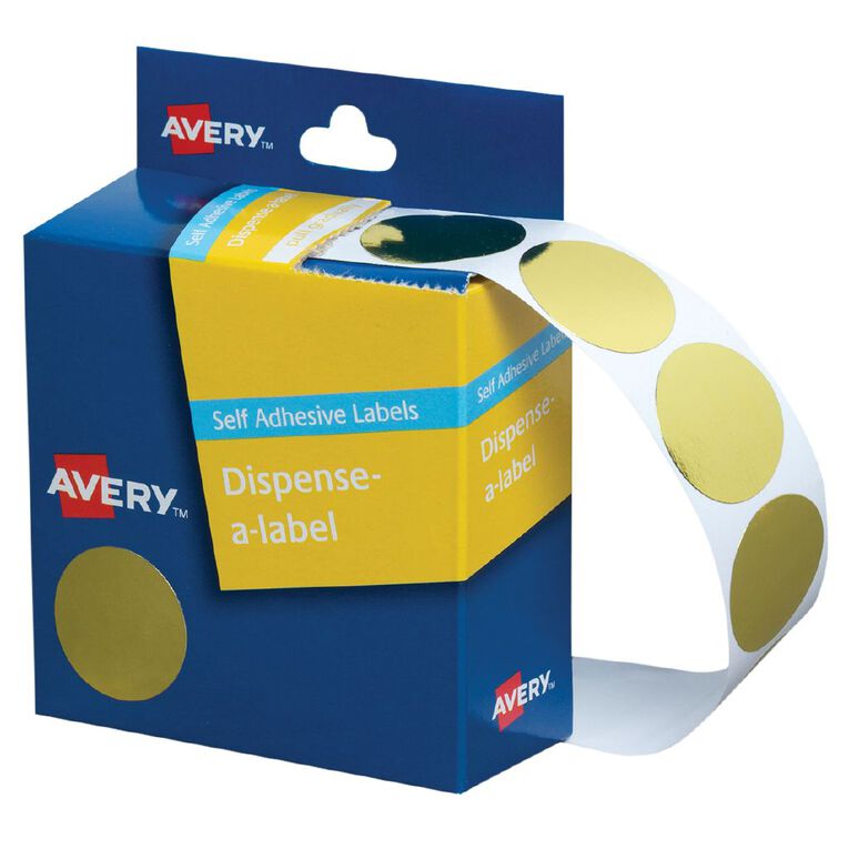 Avery Dispenser Dot 250 Labels Gold 24mm Diameter, , hi-res