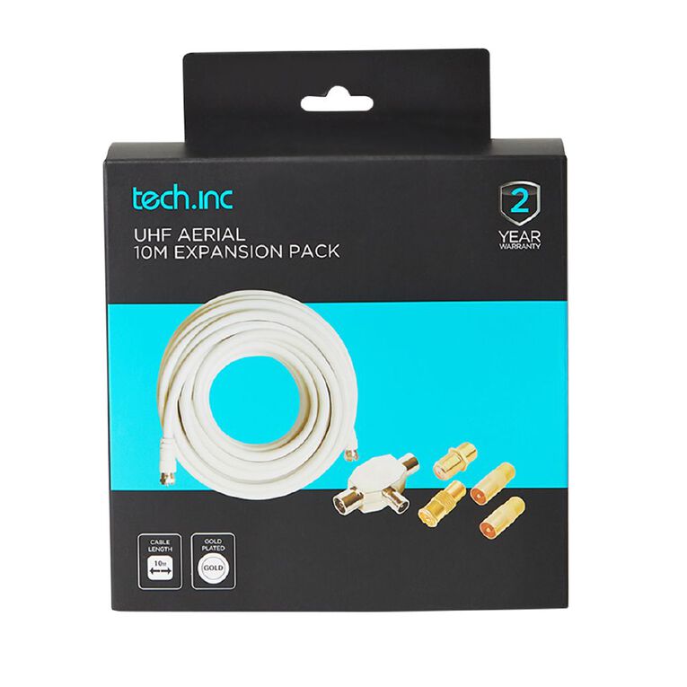 Tech.Inc TV Aerial Expansion Pack with 2-Way Splitter Adapters Cable 10m, , hi-res