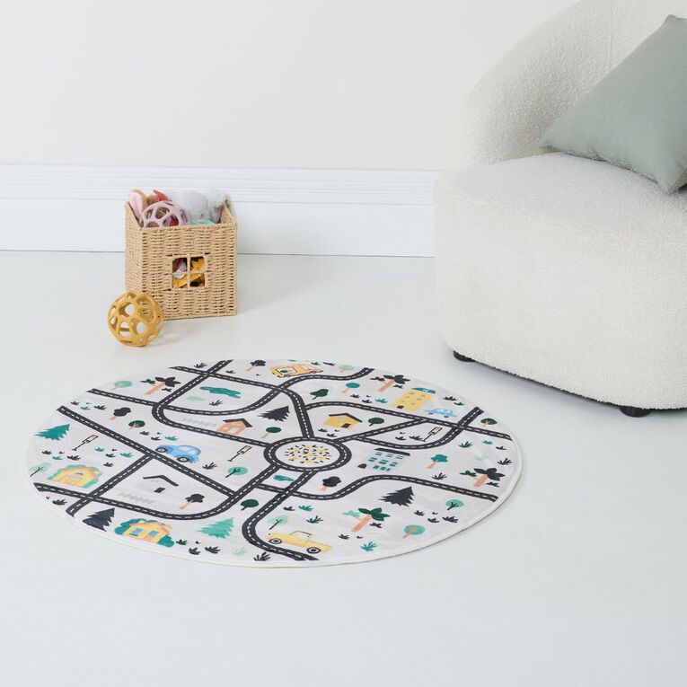 Living & Co Kids Rug 90cm Road Map Multi-Coloured, , hi-res