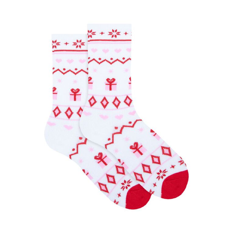 Underworks Christmas Socks 1 Pack, White, hi-res