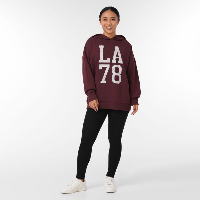 H&H Women's Long Sleeve Printed Hoodie, Red Dark, hi-res