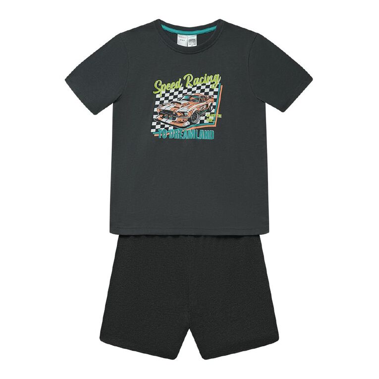 H&H Boys' Tee and Shorts Pyjama Set, Grey Dark, hi-res