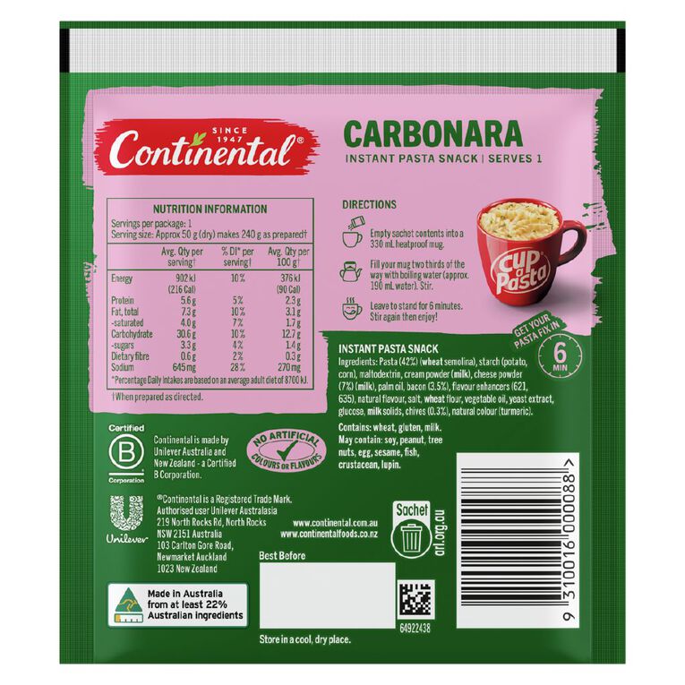 Continental Cup A Pasta Carbonara 50g, , hi-res