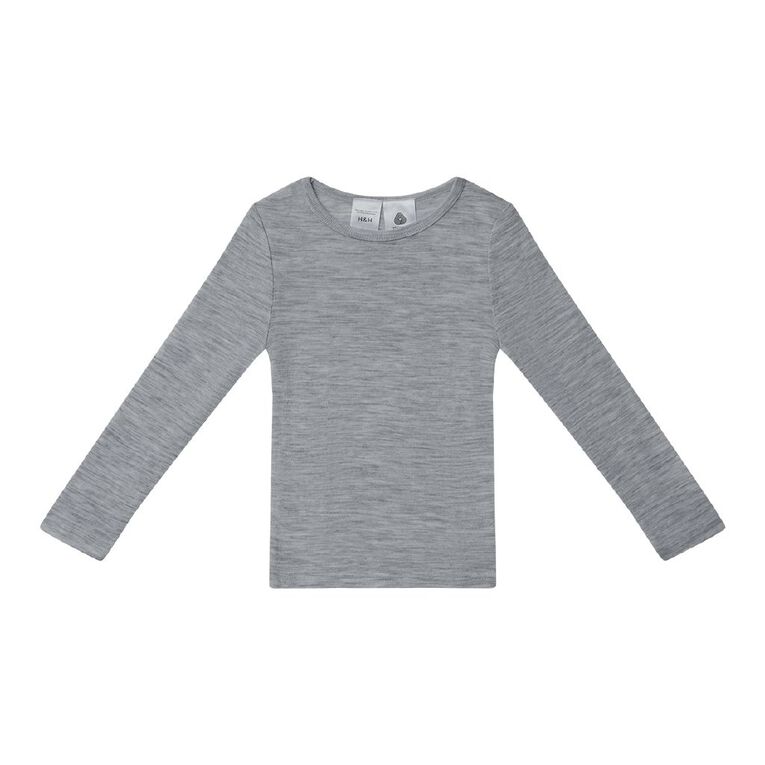 H&H Kids' Merino Thermal Long Sleeve Top, Grey Marle, hi-res