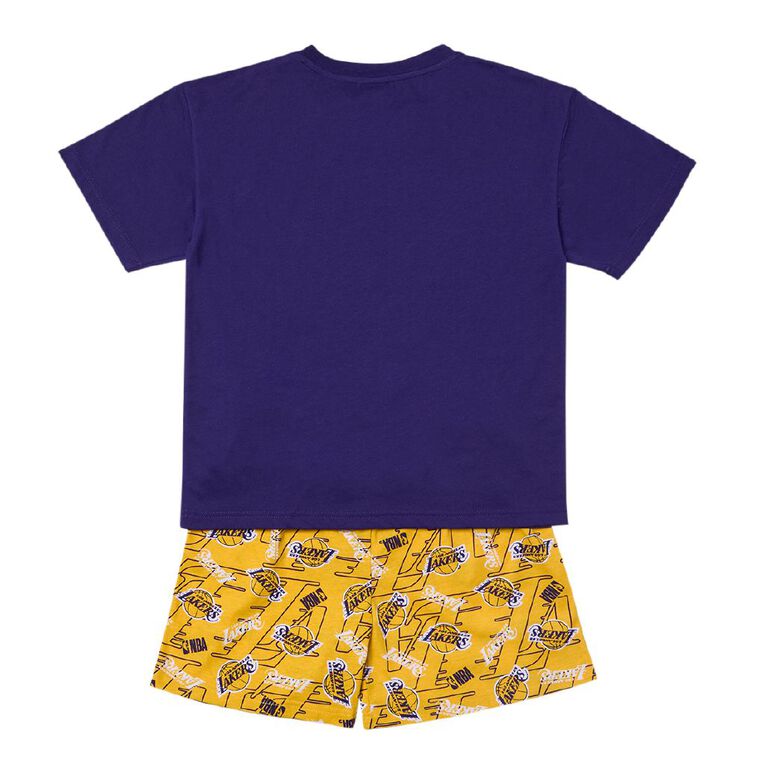 NBA Lakers Boys' Tee and Short Pyjama Set, Yellow, hi-res