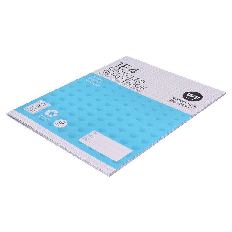WS Exercise Book 1E4 7mm Quad 28 Leaf Blue, , hi-res
