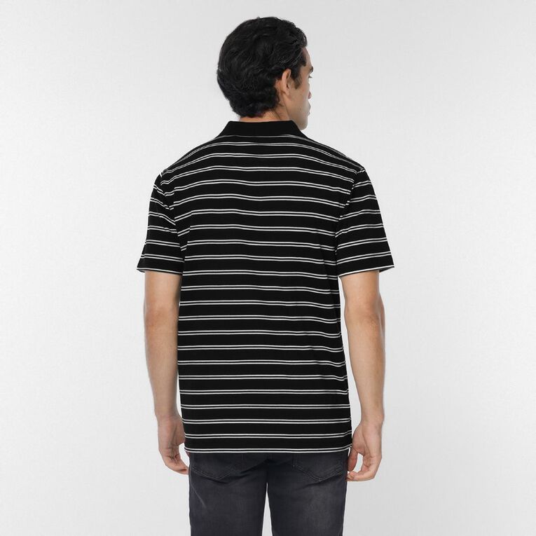 H&H Men's Stripe Polo, Black/White, hi-res
