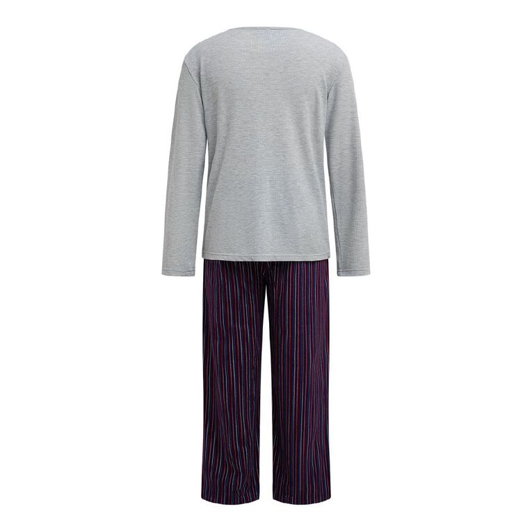 H&H Men's Waffle and Flanelette Pyjama Set, Blue Dark, hi-res