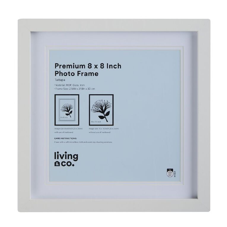 Living & Co Premium Photo Frame 8in x 8in White, , hi-res