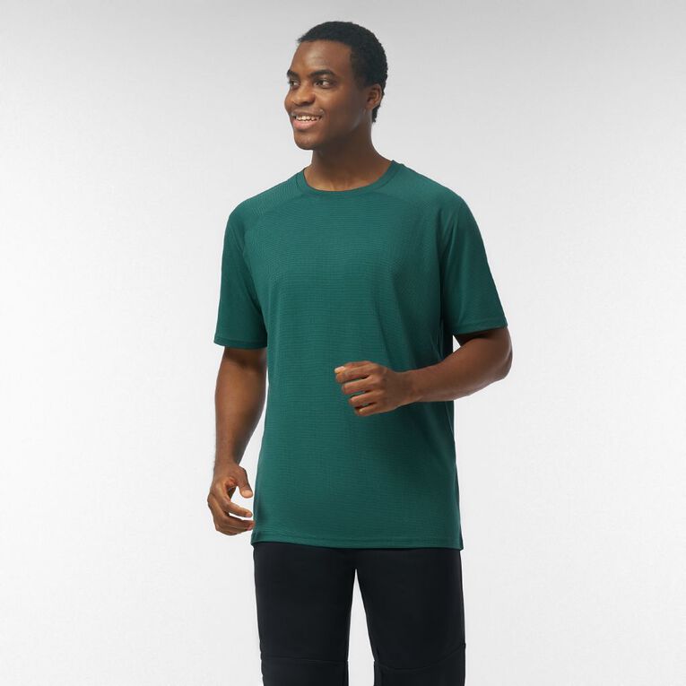 Active Intent Men's Grid Tee, Green Dark, hi-res