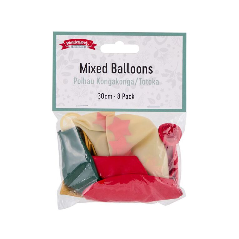 Wonderland Fun Festive Confetti/Solid Mixed Balloons 8 Pack, , hi-res