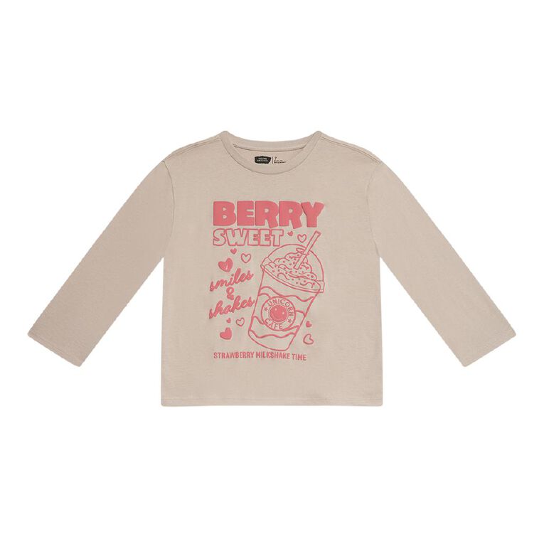 Young Original Relaxed Fit Long Sleeve Printed Tee, Pink Light MLKSHAKE, hi-res