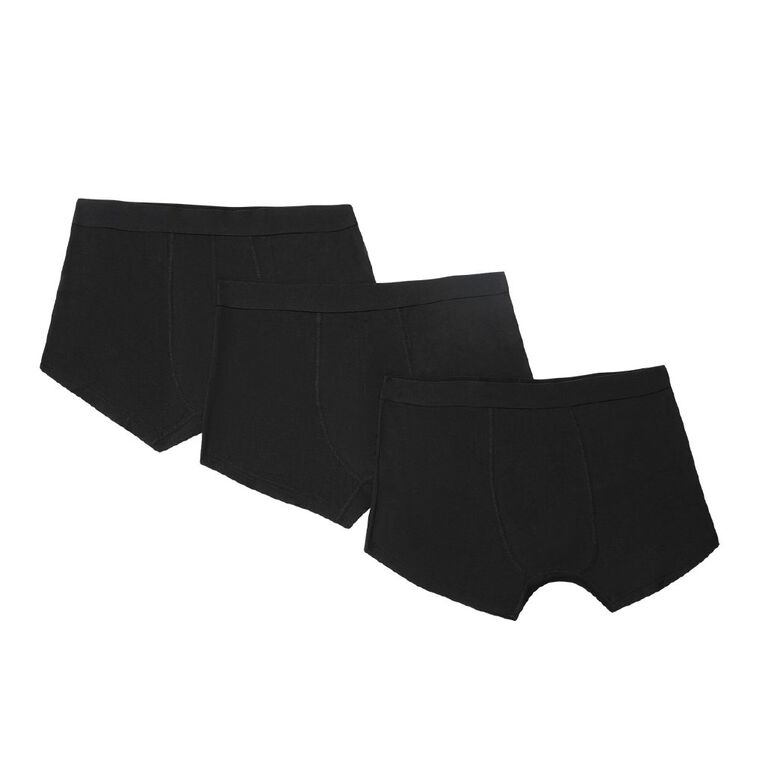 H&H Men's Comfort Trunks 3 Pack, Black, hi-res