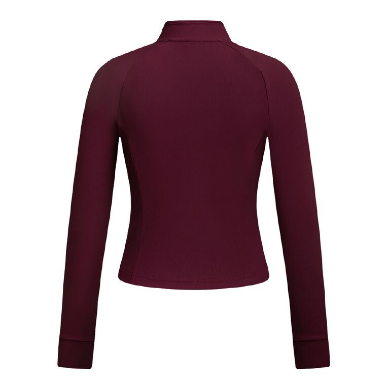 Active Intent Women's Rib Run Zip Sweat, Red Mid, hi-res
