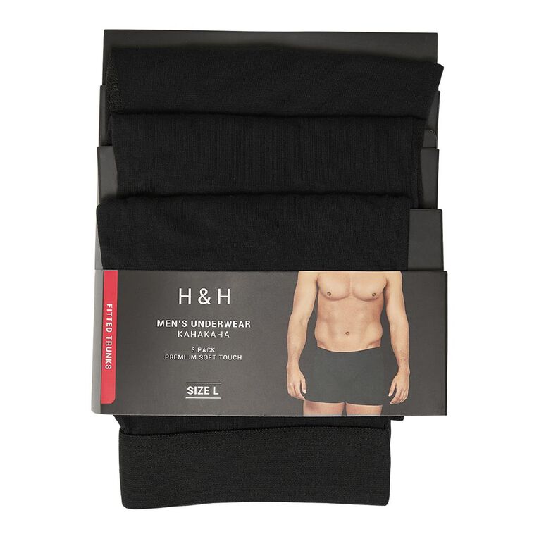 H&H Men's Comfort Trunk 3 Pack, Black, hi-res