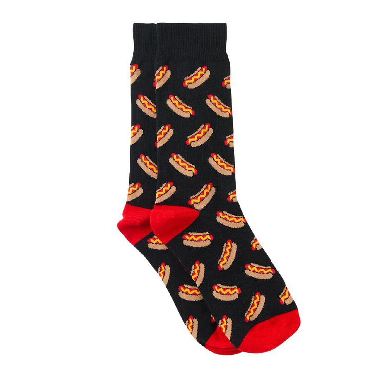 Sock Crew Novelty Crew Socks 1pk, Black, hi-res