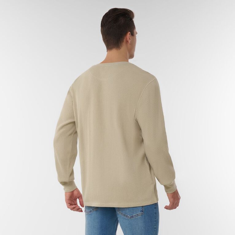 H&H Men's Waffle Henley Tee, Brown Light, hi-res