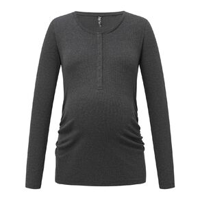 H&H Maternity Maternity Long Sleeve Nursing Friendly Rib Henley