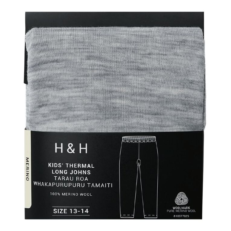H&H Kids' Merino Thermal Leggings, Grey Marle, hi-res