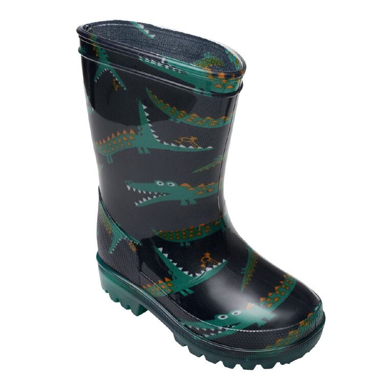 Young Original Junior Kids' Printed Light Up Gumboots, Green Dark, hi-res