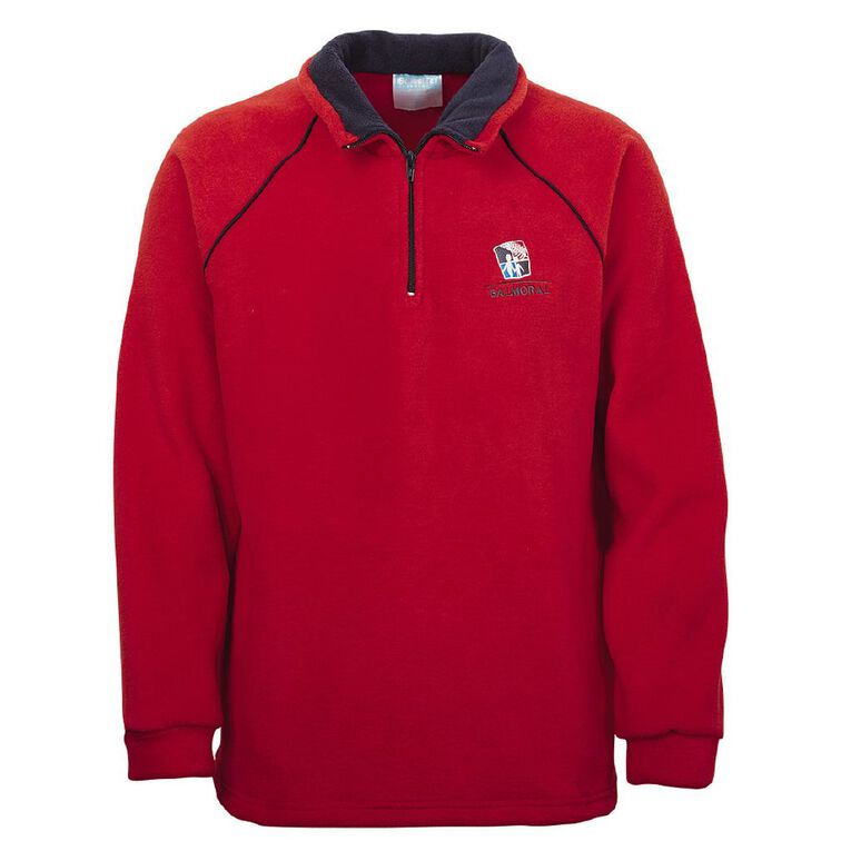 Schooltex Balmoral Intermediate Polar Fleece Top with Embroidery, Red/Navy, hi-res