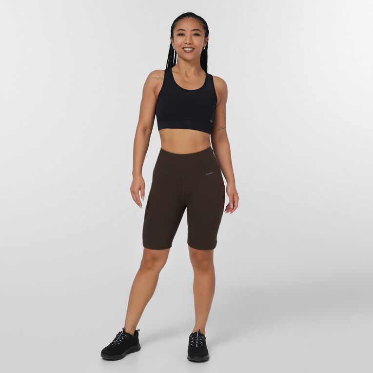 Active Intent Women's Pocket Bike Shorts, Brown Mid, hi-res