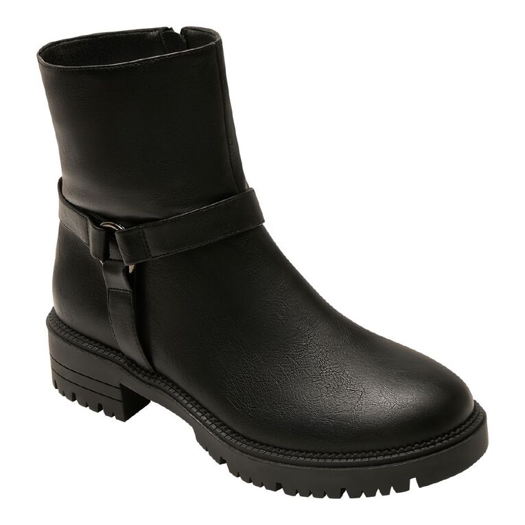 H&H Women's Hadley Moto Ankle Boots, Black, hi-res