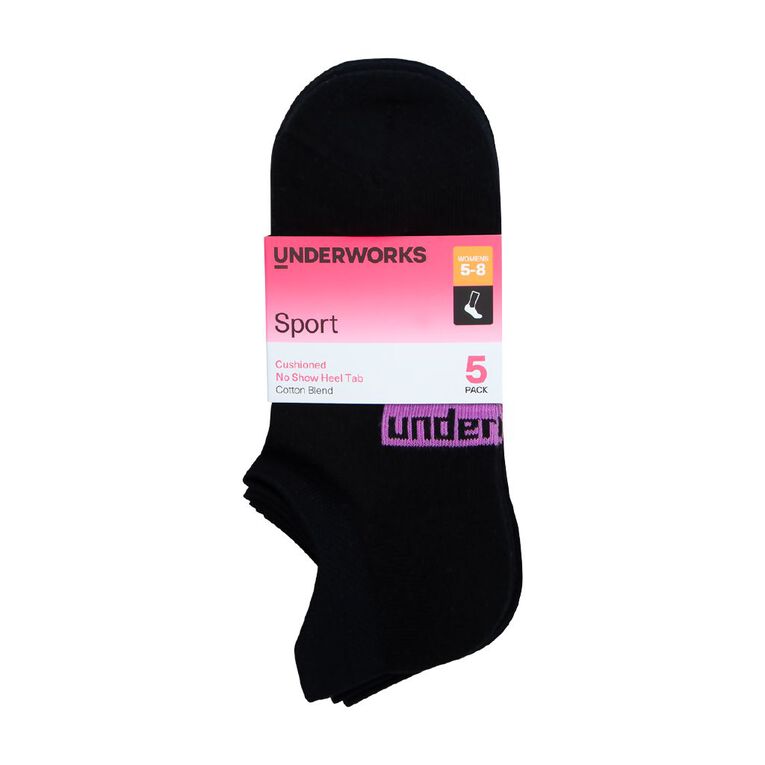Underworks Women's Low Cut Heel Tab Sport Socks 4 Pack, Black, hi-res