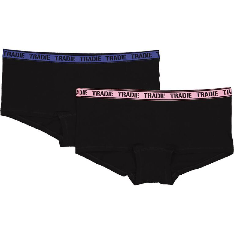 Tradie Women's Lady Curve Shortie 2 Pack, Black Focus Core, hi-res