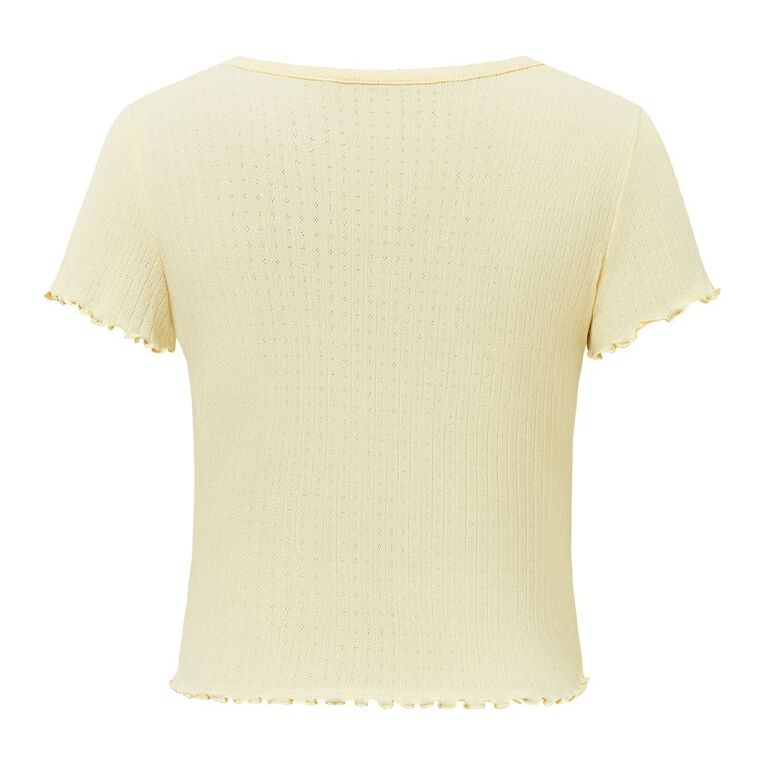 H&H Women's Pointelle Sleep Baby Tee, Yellow Light, hi-res