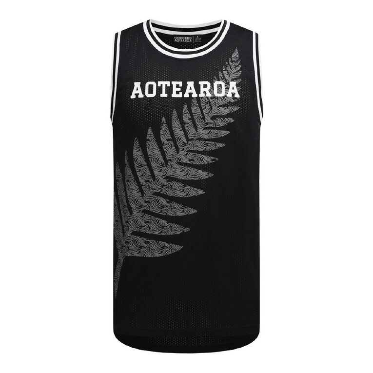 Active Intent Men's Supporter Basketball Singlet, Black FERN, hi-res