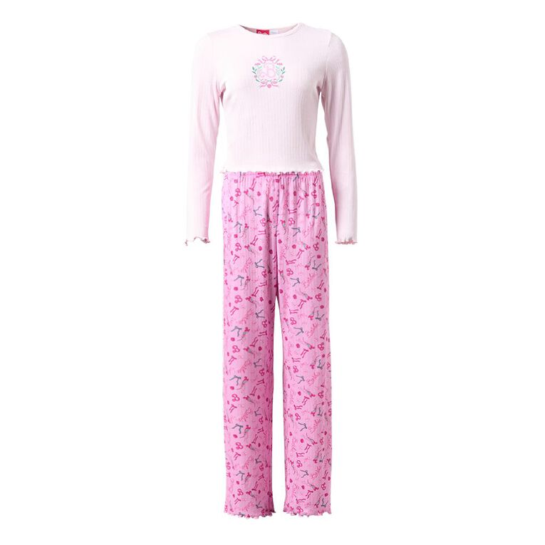 Barbie Women's Pointelle Pyjama Set, Pink Light, hi-res