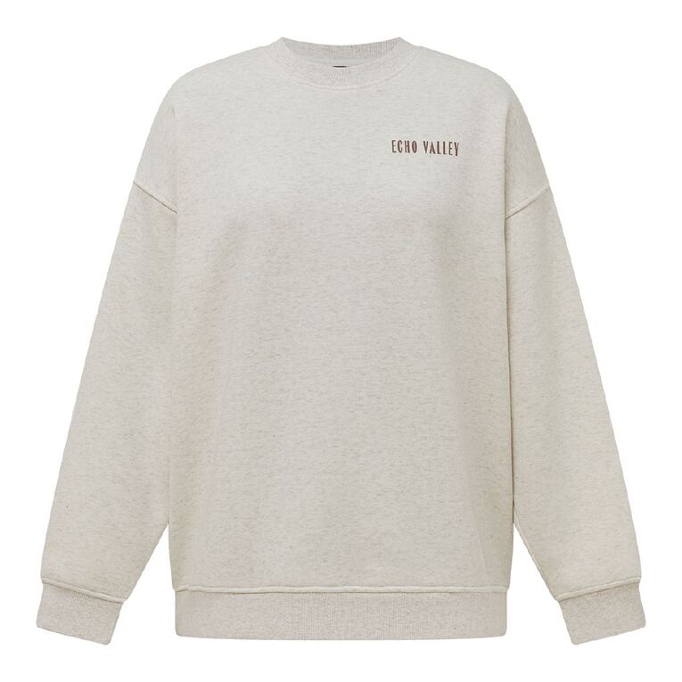 H&H Women's Long Sleeve Oversized Crew, Brown Light, hi-res