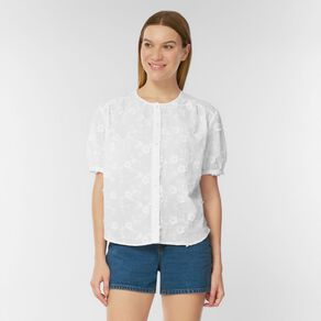 H&H Women's Puff Sleeve 3D Floral Shirt
