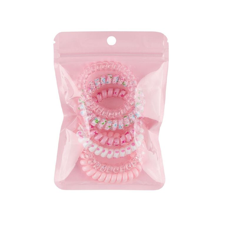 Coil Hair Ties Pink 6 Pack, , hi-res