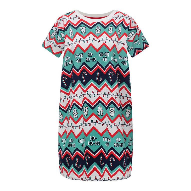 H&H Women's Christmas Nightie, Green Mid, hi-res
